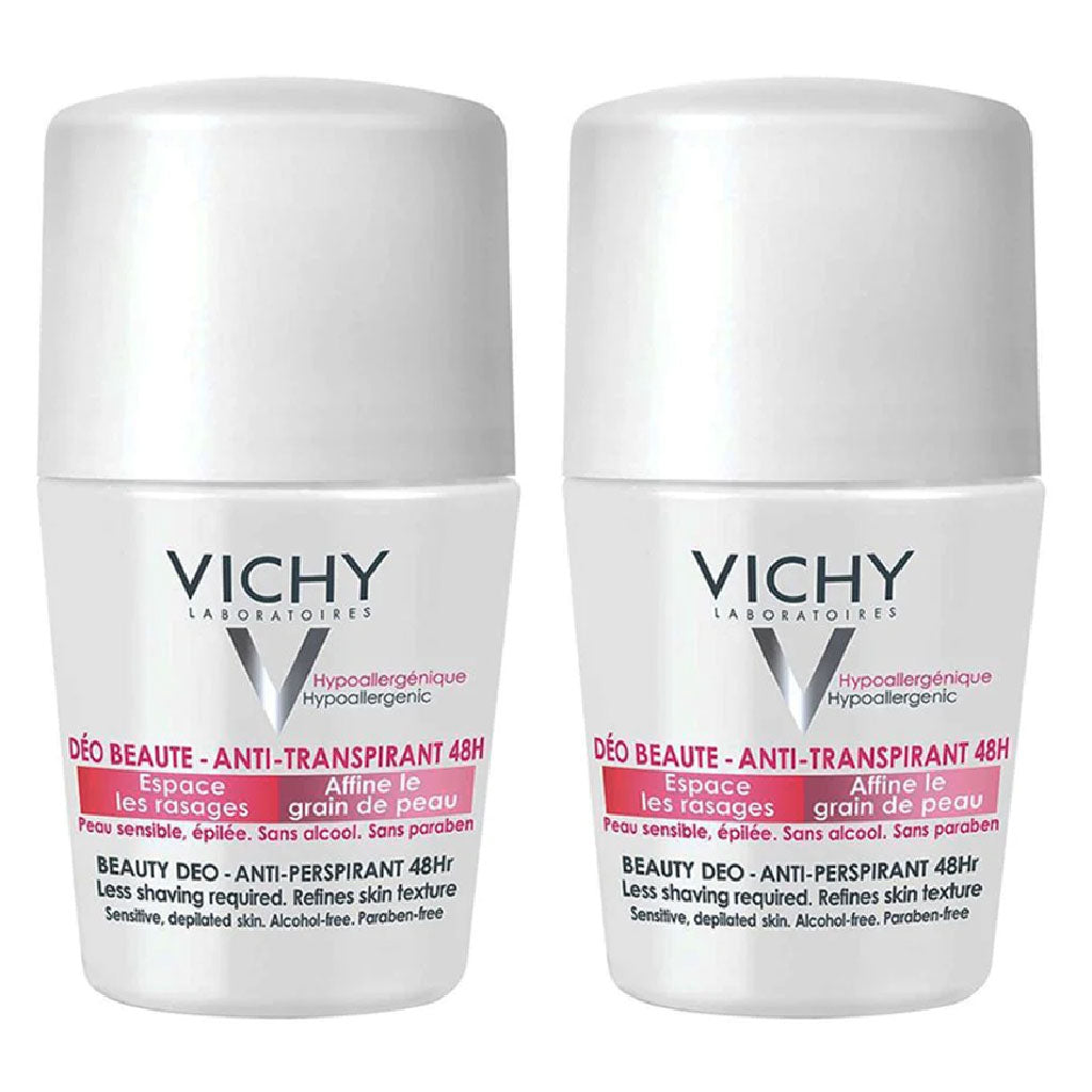 Vichy 48 Hours Anti Perspirant Beauty Deodorant Roll-On For Women 50ml, Buy 1 Get 50% Off On 2nd Piece, Promo Pack - Easy Pharmacy LLC