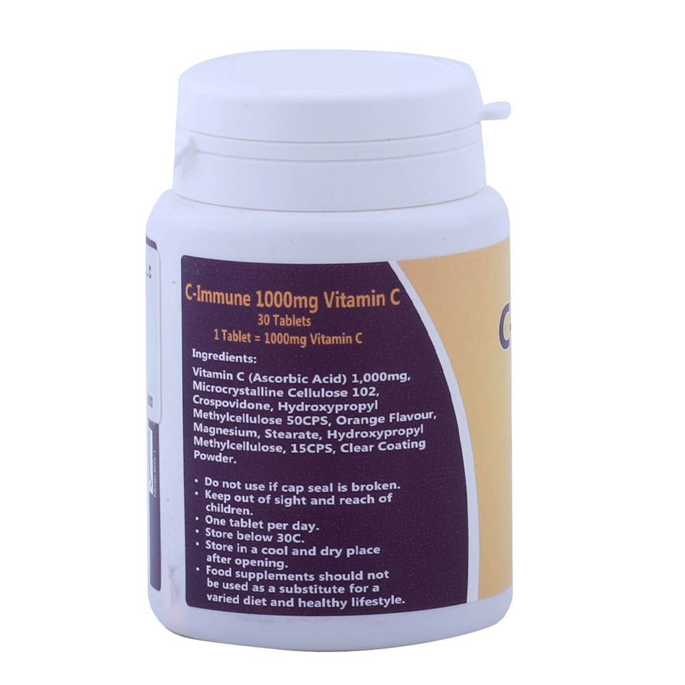MNB C-Immune Vitamin C 1 g Film Coated Tablet 30's - Easy Pharmacy LLC