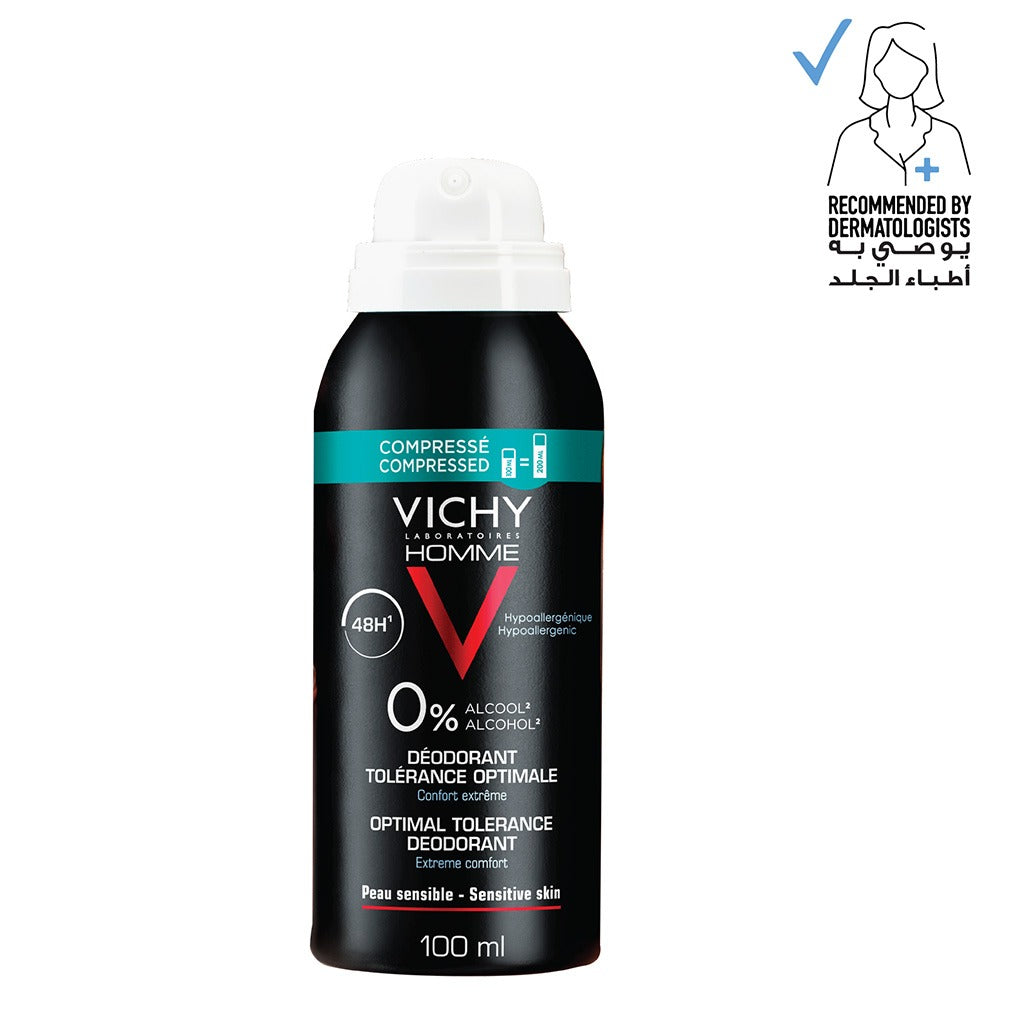 Vichy Homme 48 Hour No Alcohol Anti-Perspirant Optimal Tolerance Deodorant Spray For Men 100ml - Easy Pharmacy LLC