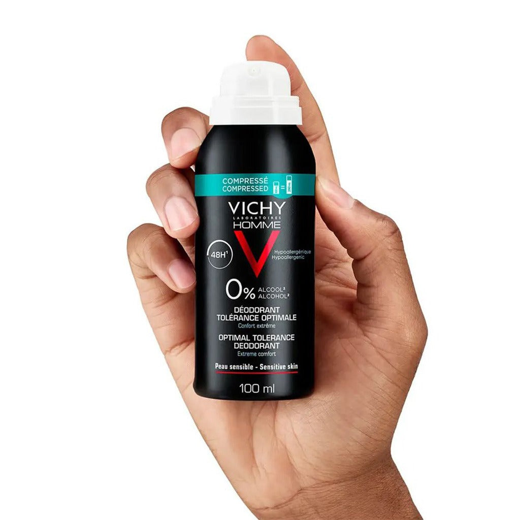 Vichy Homme 48 Hour No Alcohol Anti-Perspirant Optimal Tolerance Deodorant Spray For Men 100ml - Easy Pharmacy LLC