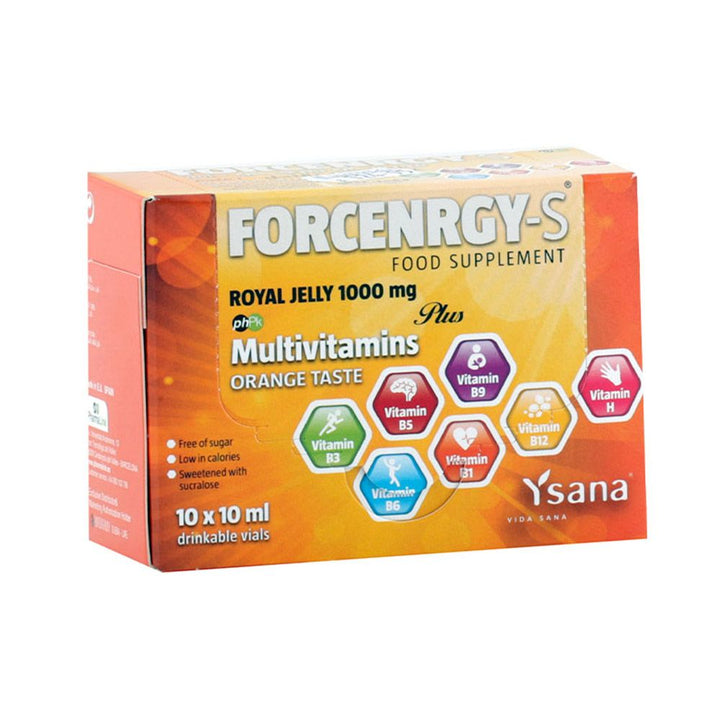 Forcenrgy S Drinkable Multivitamin Supplement Vials With 1000mg Royal Jelly Orange Flavour 10ml, Pack of 10's - Easy Pharmacy LLC