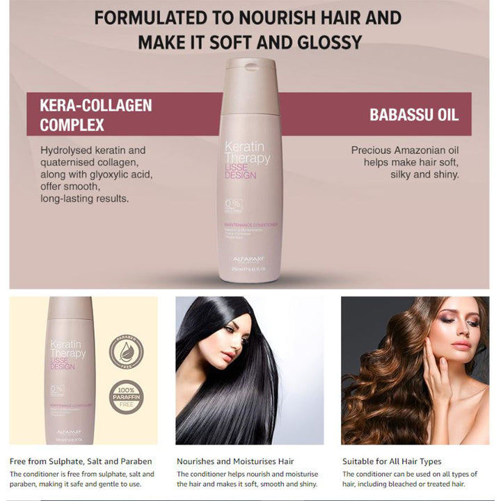 Alfaparf Keratin Therapy Lisse Design Maintenance Conditioner For Smooth & Shiny Hair 250ml - Easy Pharmacy LLC