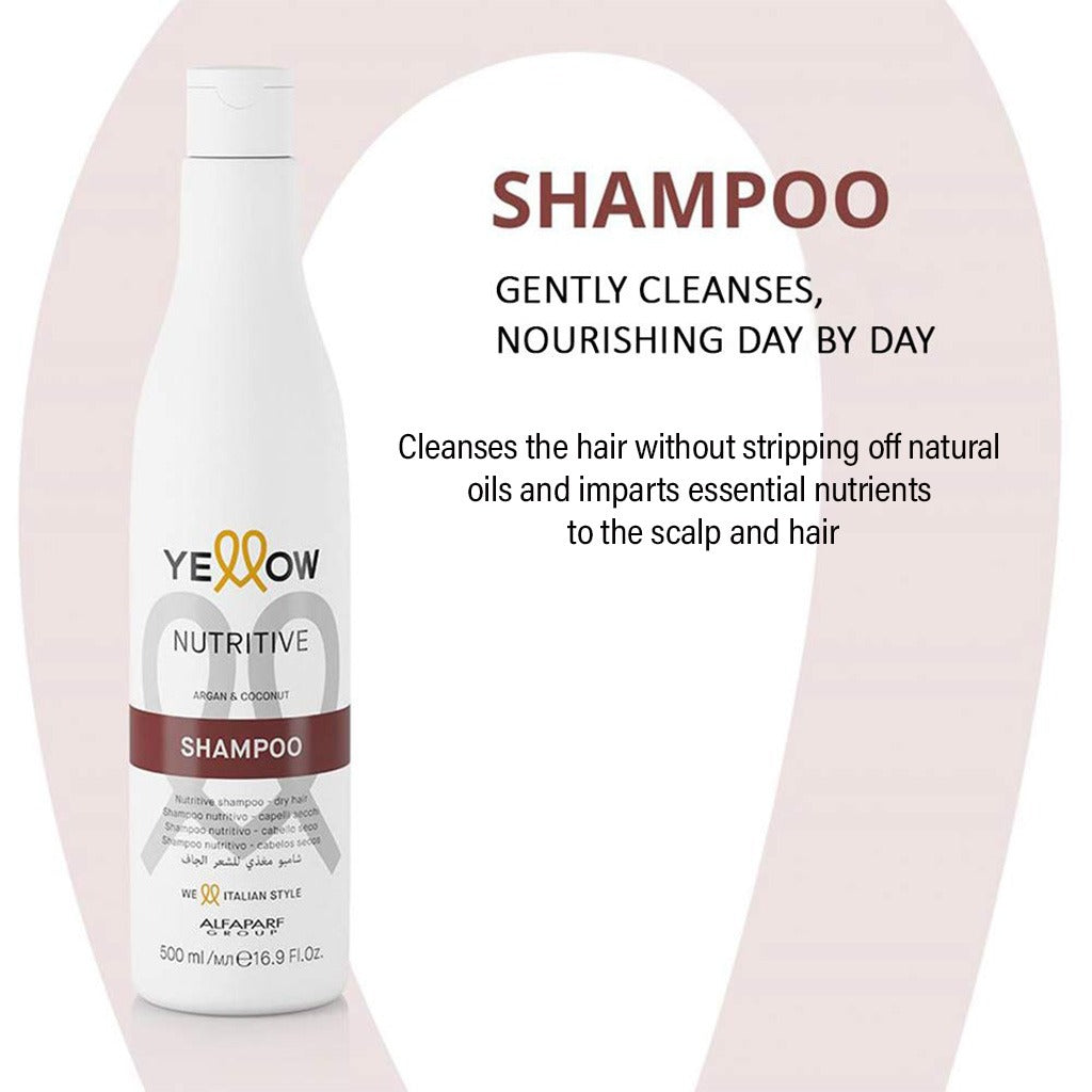 Alfaparf Yellow Nutritive Nourishing Shampoo With Argan Oil & Coconut Oil For Dry Hair 500ml - Easy Pharmacy LLC