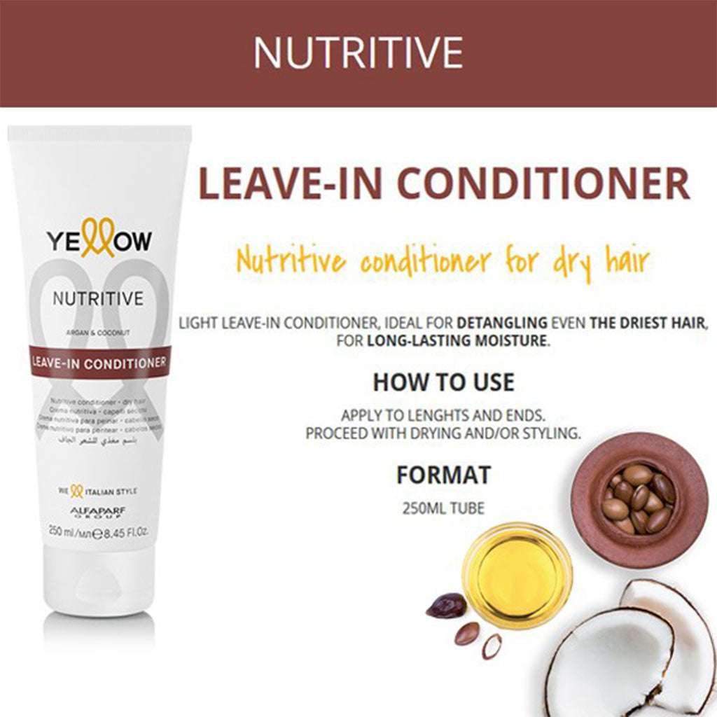Alfaparf Yellow Nutritive Nourishing Leave-In Conditioner With Argan Oil & Coconut Oil For Dry Hair 250ml - Easy Pharmacy LLC