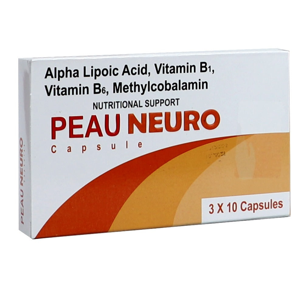 Peau Neuro Vitamin B12 Multivitamin Supplement Capsules With Alpha Lipoic Acid, Pack of 30's - Easy Pharmacy LLC