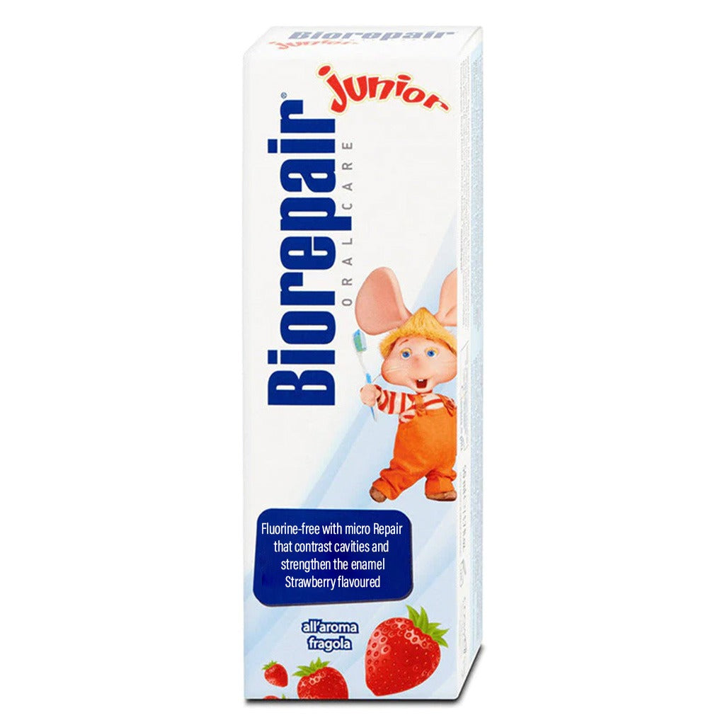 Biorepair Junior Fluoride-Free Strawberry Toothpaste For 0-6 Years Old Kid 50ml - Easy Pharmacy LLC
