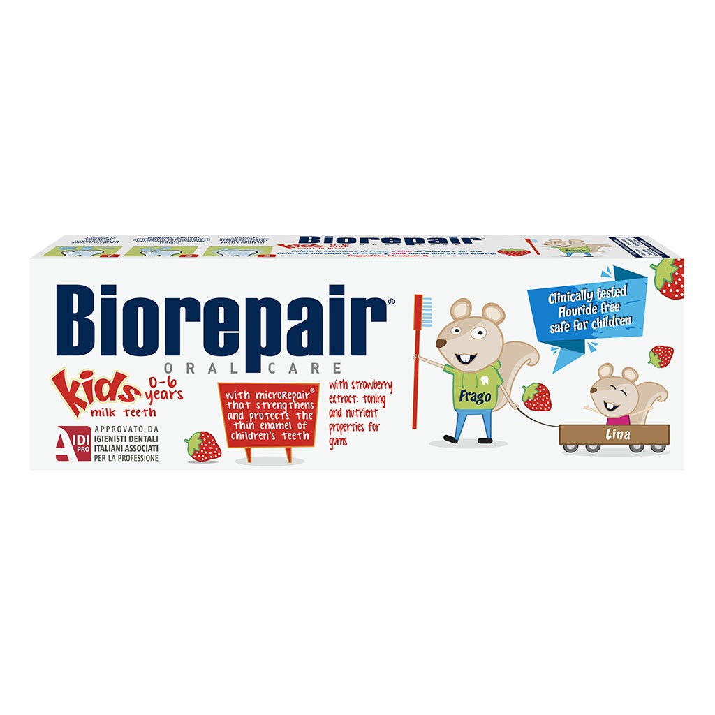 Biorepair Junior Fluoride-Free Strawberry Toothpaste For 0-6 Years Old Kid 50ml - Easy Pharmacy LLC
