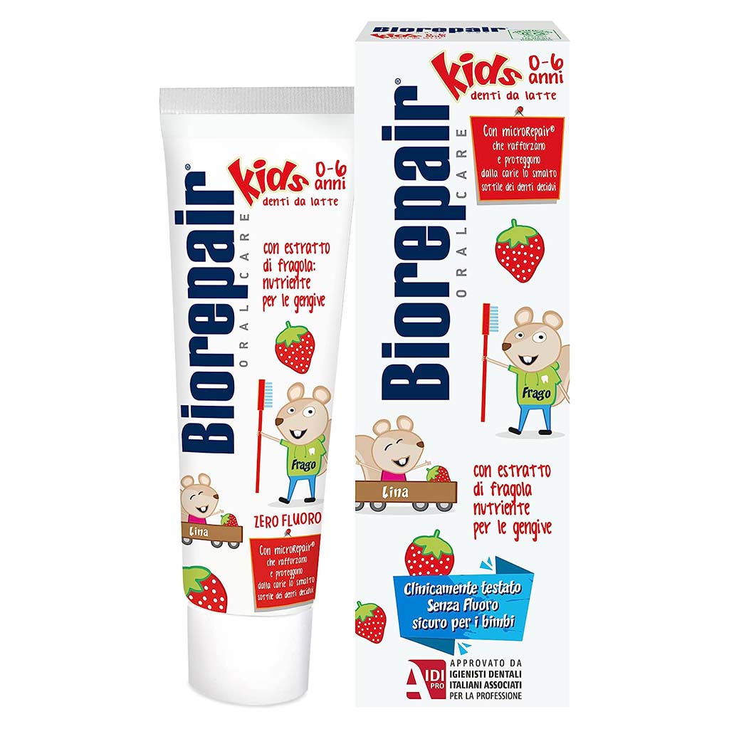 Biorepair Junior Fluoride-Free Strawberry Toothpaste For 0-6 Years Old Kid 50ml - Easy Pharmacy LLC