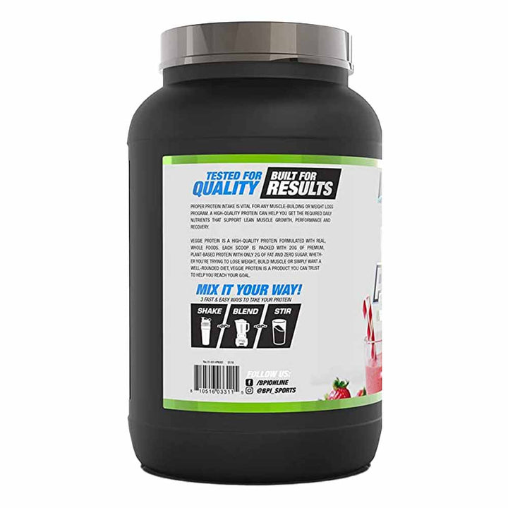 BPI Sports Veggie Vegetarian Protein Powder Strawberry 25 Servings - Easy Pharmacy LLC