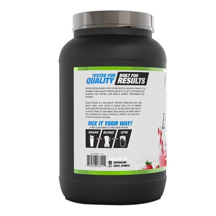 BPI Sports Veggie Vegetarian Protein Powder Strawberry 25 Servings - Easy Pharmacy LLC