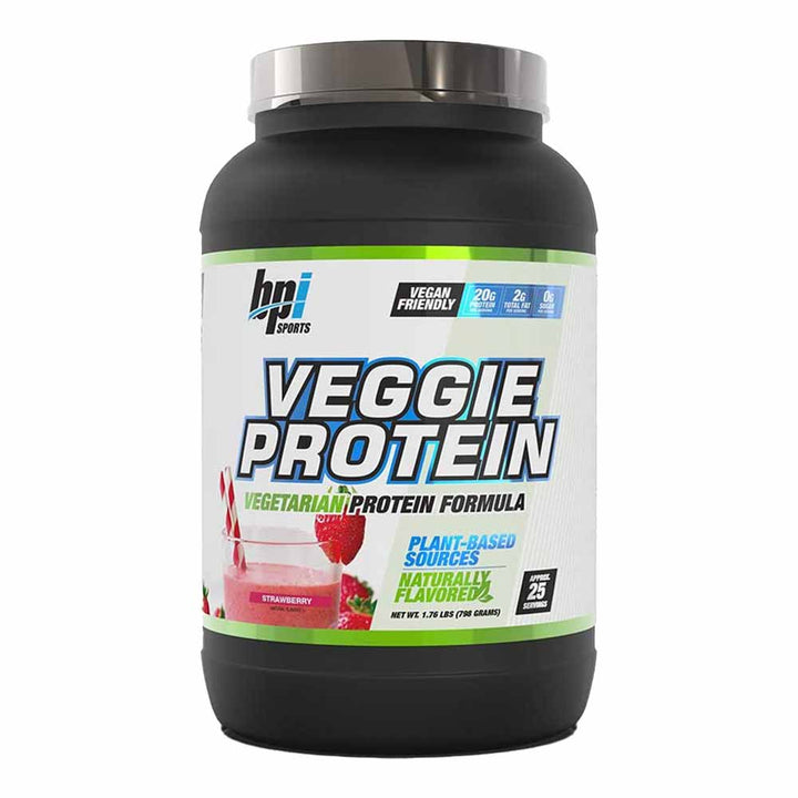 BPI Sports Veggie Vegetarian Protein Powder Strawberry 25 Servings - Easy Pharmacy LLC