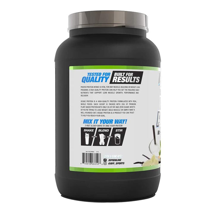 BPI Sports Veggie Vegetarian Protein Powder Vanilla 25 Servings - Easy Pharmacy LLC