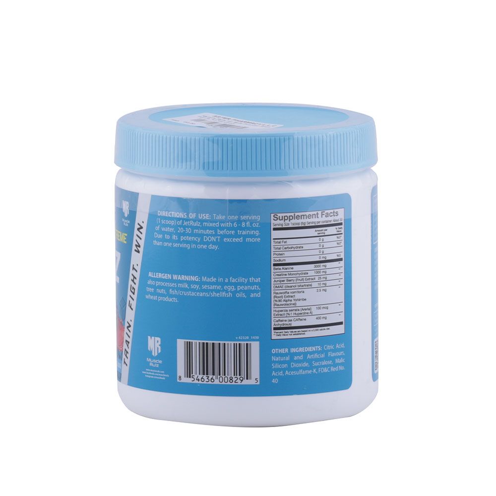 Muscle Rulz Jet Rulz Xtreme Intensive Pre Workout Formula Fruit Punch 30 Servings -180g - Easy Pharmacy LLC
