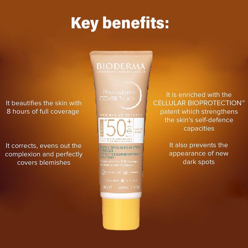 Bioderma Photoderm Cover Touch SPF50+ High Coverage Mineral Sunscreen Light Tinted 40 mL - Easy Pharmacy LLC