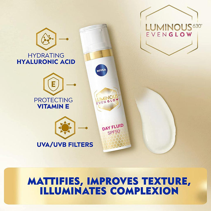 Nivea Luminous630 Even Glow SPF50 Day Fluid 40 mL - Easy Pharmacy LLC