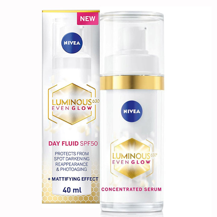 Nivea Luminous630 Even Glow Serum 30 mL + Nivea Luminous630 Even Glow Day Fluid SPF50 40 mL + Pouch PROMO - Easy Pharmacy LLC