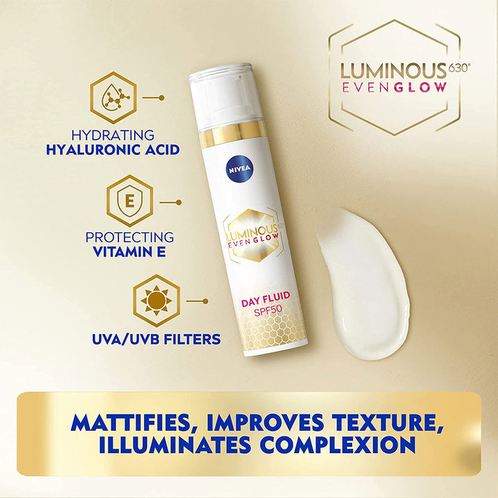 Nivea Luminous630 Even Glow Serum 30 mL + Nivea Luminous630 Even Glow Day Fluid SPF50 40 mL + Pouch PROMO - Easy Pharmacy LLC