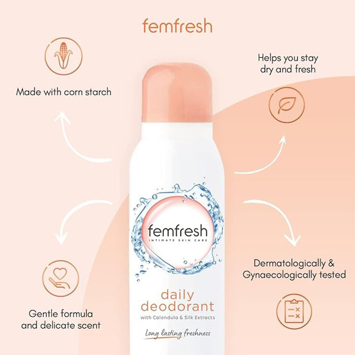 Femfresh Everyday Freshness Intimate Deodorant Spray With Calendula & Silk Extracts 50ml - Easy Pharmacy LLC