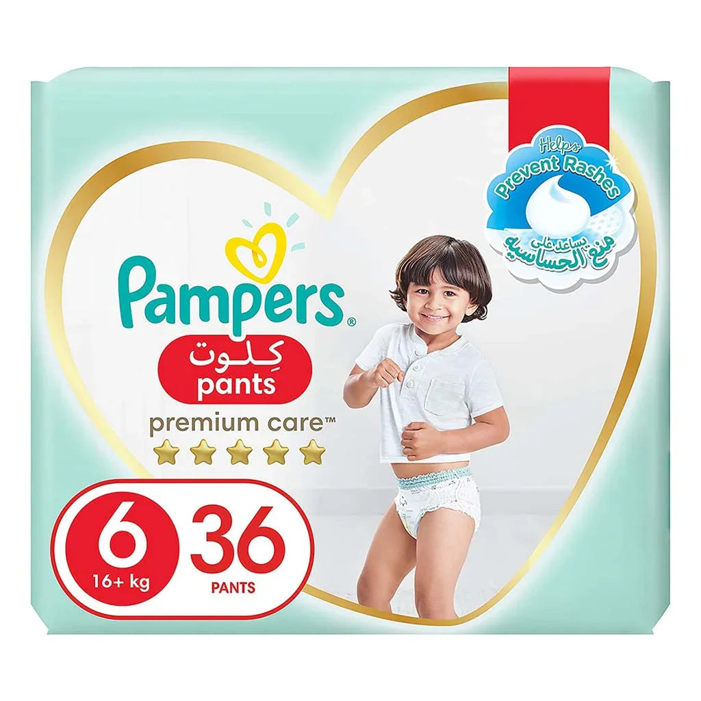 Pampers Premium Care Baby Diaper Pants, Size 6, 16+Kg, Pack of 36's - Easy Pharmacy LLC