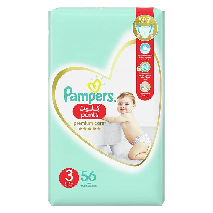 Pampers Premium Care Baby Diaper Pants, Size 3, 6-11Kg, Pack of 56's - Easy Pharmacy LLC