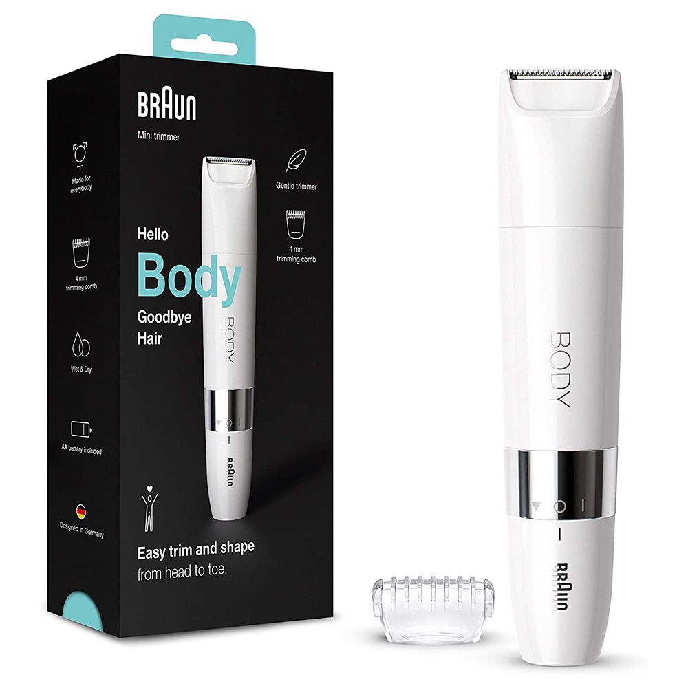 Braun Hello Body Goodbye Hair Mini Trimmer White BS1000 - Easy Pharmacy LLC