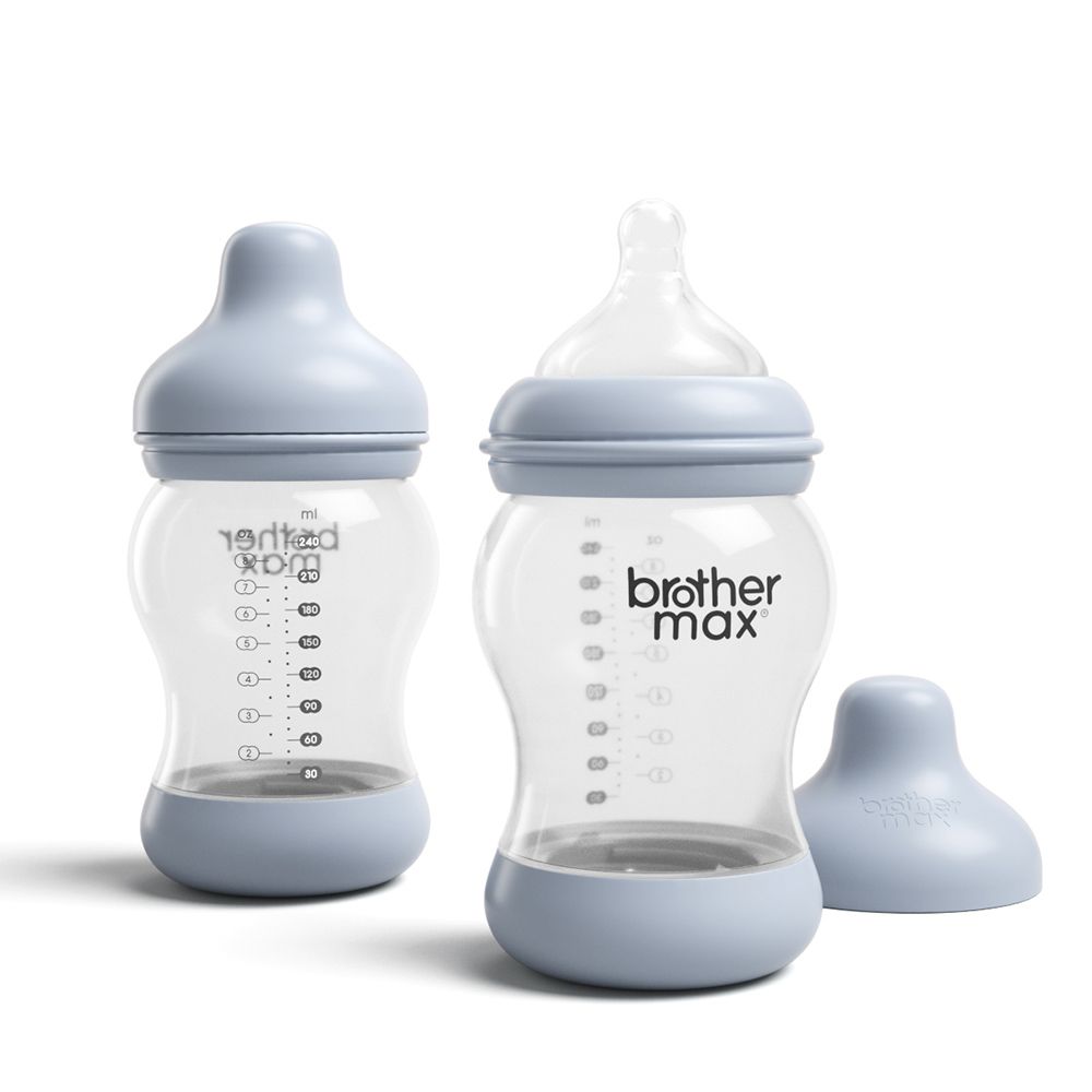 Brother Max PP Anti-Colic Feeding Bottle 3-6 Months Blue 240 mL 2's BM1082B - Easy Pharmacy LLC