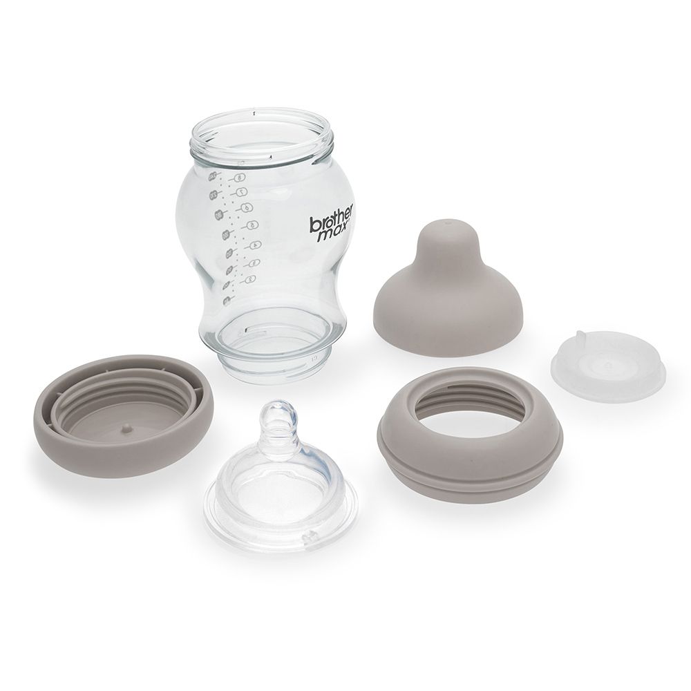 Brother Max PP Anti-Colic Feeding Bottle 3-6 Months Grey 240 mL 1's BM108G - Easy Pharmacy LLC