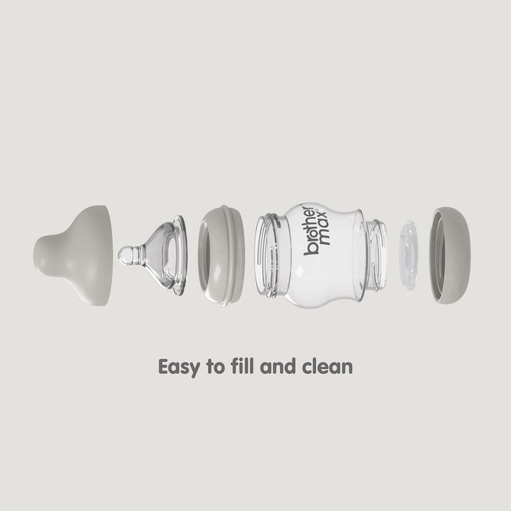 Brother Max PP Anti-Colic Feeding Bottle 3-6 Months Grey 240 mL 1's BM108G - Easy Pharmacy LLC