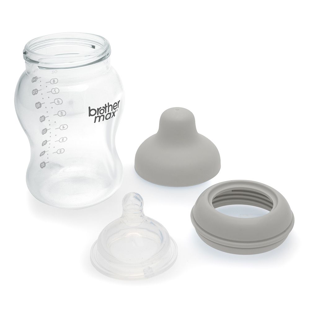 Brother Max PP Extra Wide Neck Bottle 3-6 Months Grey 240 mL 1's BM110G - Easy Pharmacy LLC