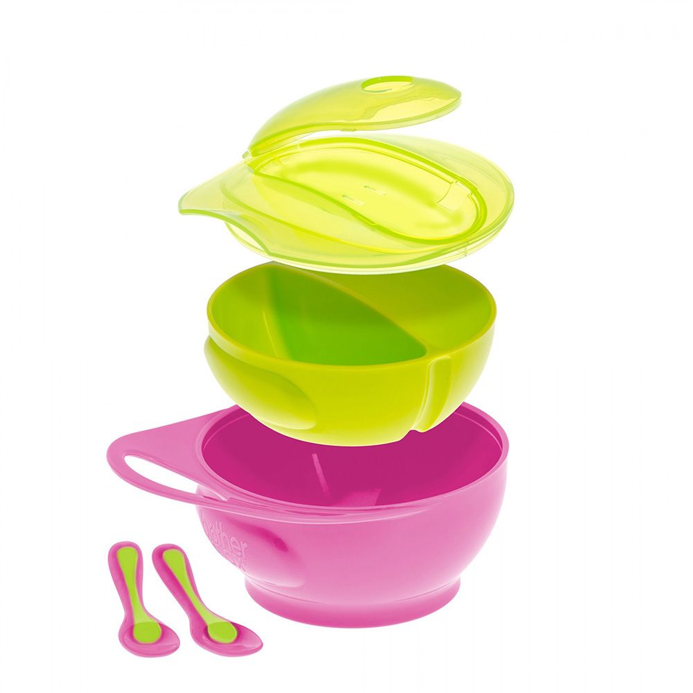 Brother Max Easy Hold Weaning Bowl Set 4+ Months Pink-Green BM304PG - Easy Pharmacy LLC