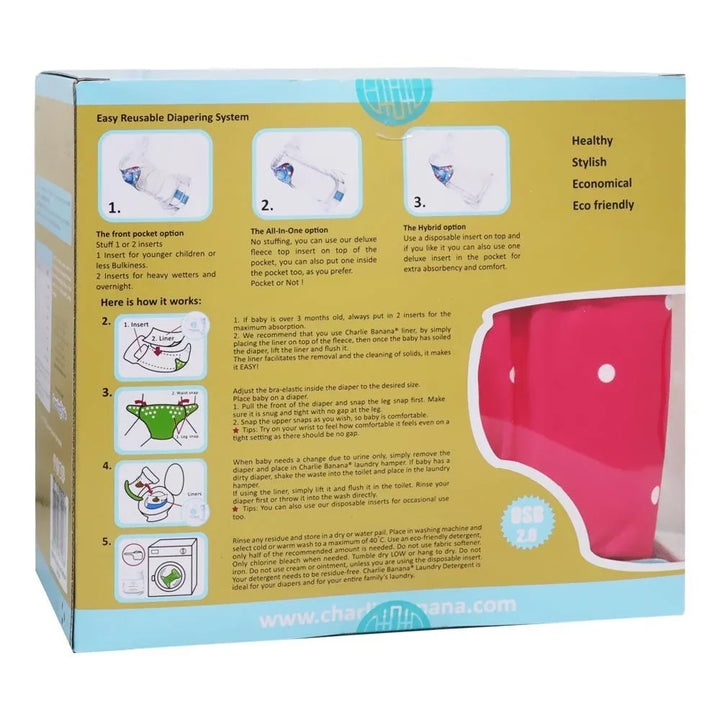 Charlie Banana Reusable Diapering System 3 One Size Diapers + 6 Inserts Gratitude Hybrid 1's 888008 - Easy Pharmacy LLC