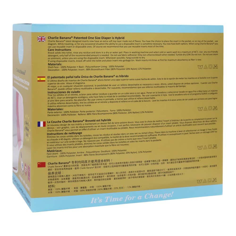 Charlie Banana Reusable Diapering System 3 One Size Diapers + 6 Inserts Gratitude Hybrid 1's 888008 - Easy Pharmacy LLC