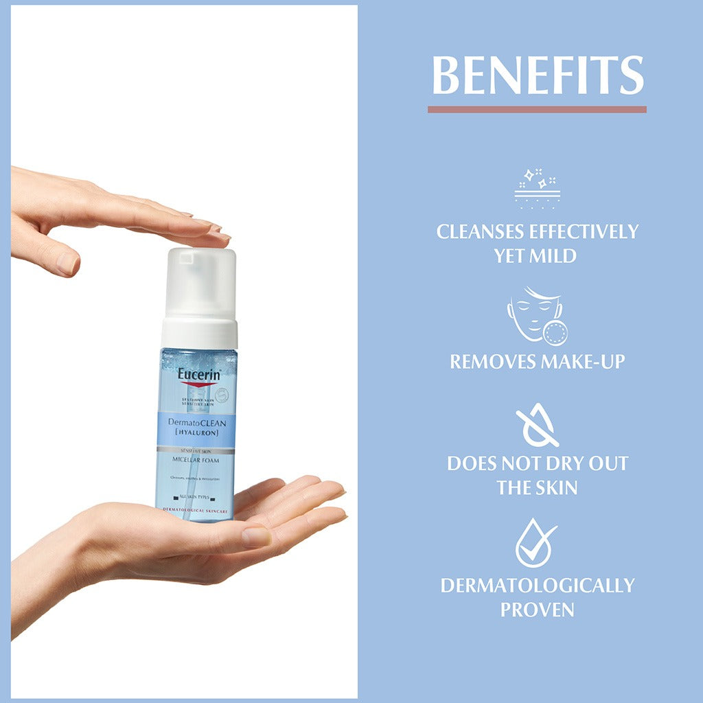 Eucerin Dermato Clean [HYALURON] Make up Removing Micellar Cleansing Foam 150ml - Easy Pharmacy LLC