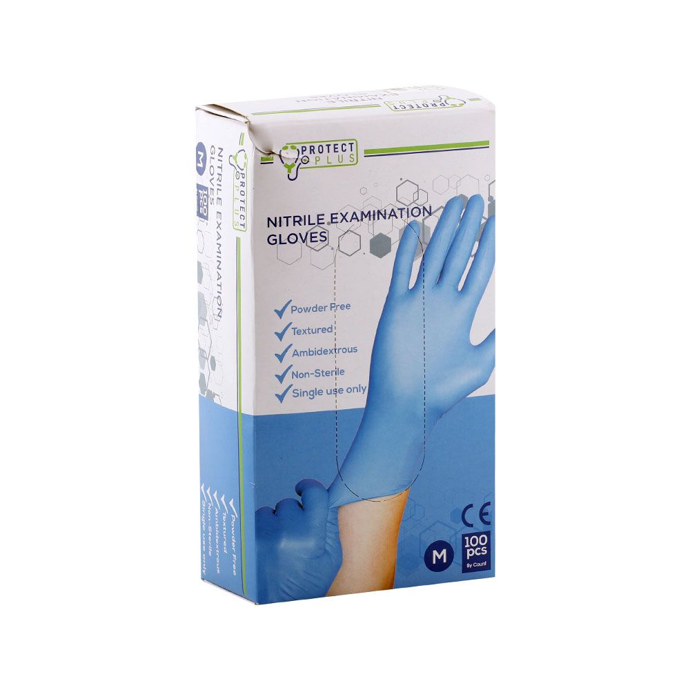 Protect Plus Nitrile Gloves Powder Free Medium 100's - Easy Pharmacy LLC