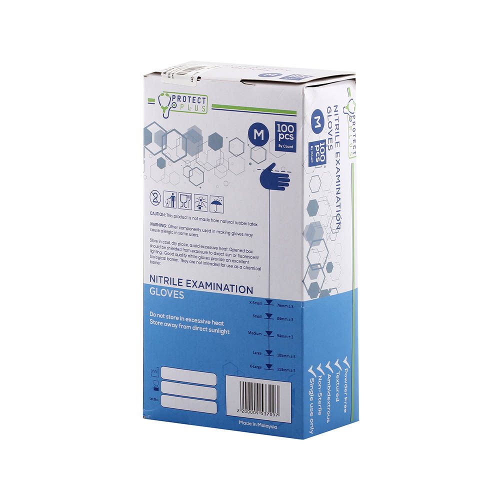 Protect Plus Nitrile Gloves Powder Free Medium 100's - Easy Pharmacy LLC
