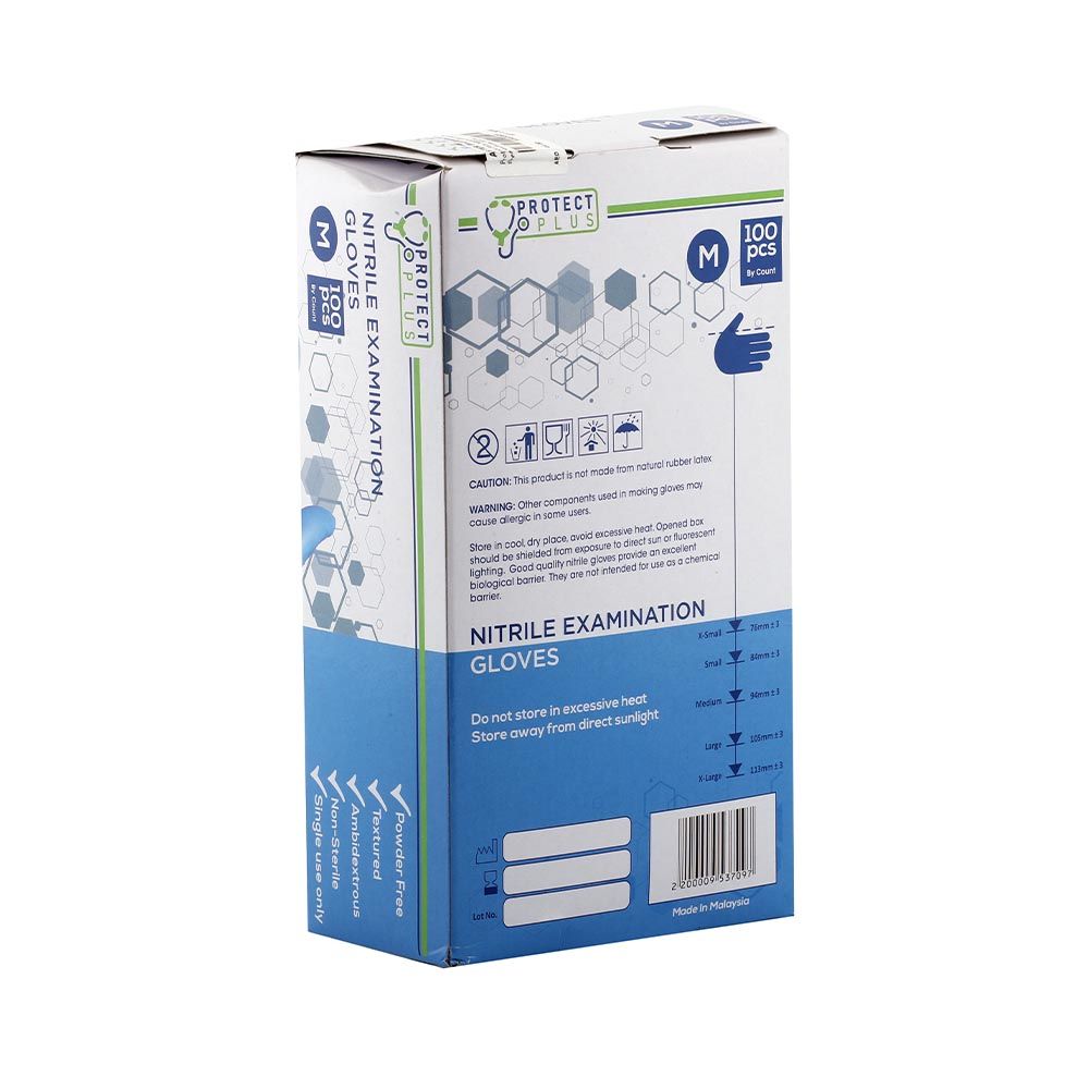 Protect Plus Nitrile Gloves Powder Free Medium 100's - Easy Pharmacy LLC