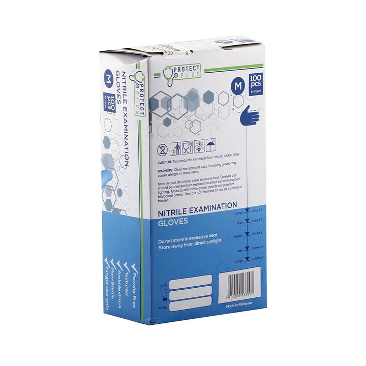Protect Plus Nitrile Gloves Powder Free Medium 100's - Easy Pharmacy LLC