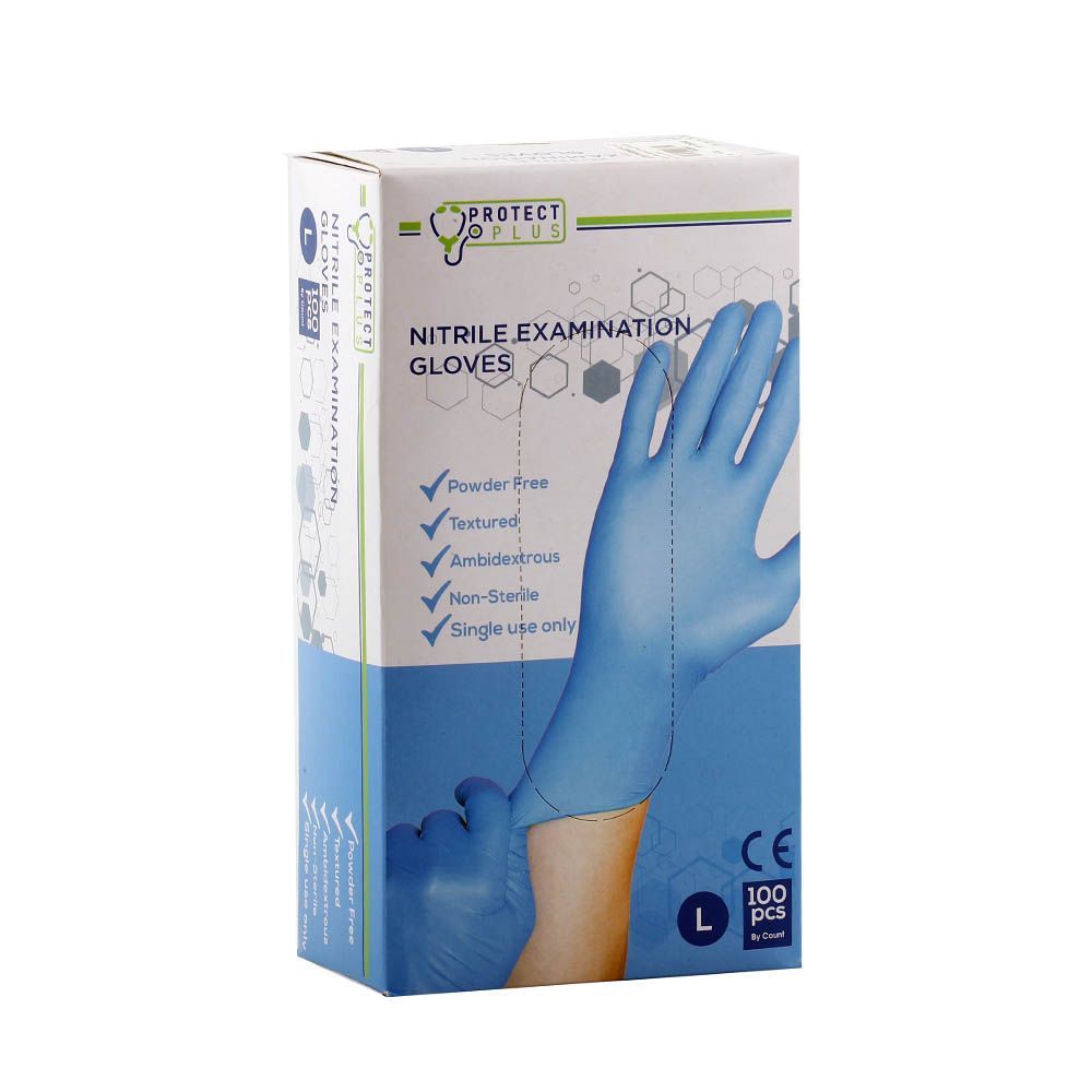 Protect Plus Nitrile Gloves Powder Free Large 100's - Easy Pharmacy LLC