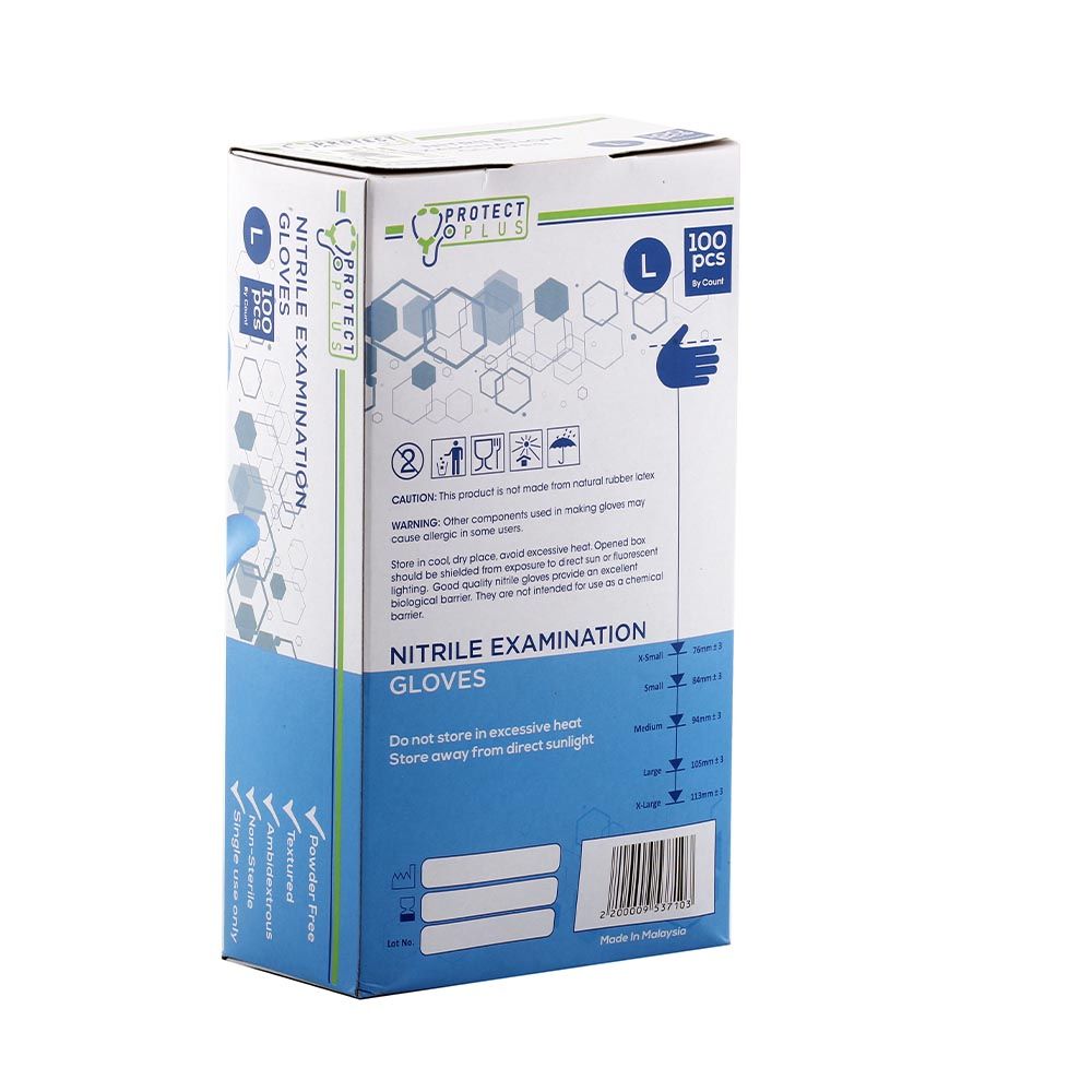 Protect Plus Nitrile Gloves Powder Free Large 100's - Easy Pharmacy LLC