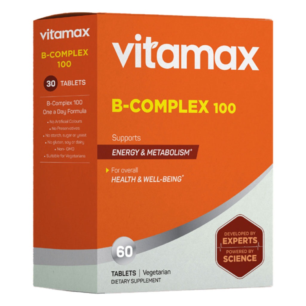 Vitamax B Complex 100 Supplement Tablets, Pack of 60's - Easy Pharmacy LLC