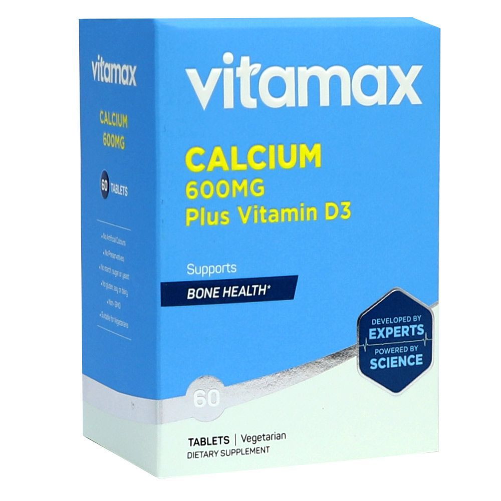 Vitamax Calcium 600 mg + Vitamin D3 400IU Tablets For Bone Health, Pack of 60's - Easy Pharmacy LLC
