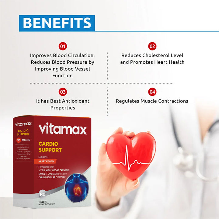 Vitamax Cardio Support Tablets For Heart Health Support, Pack of 60's - Easy Pharmacy LLC