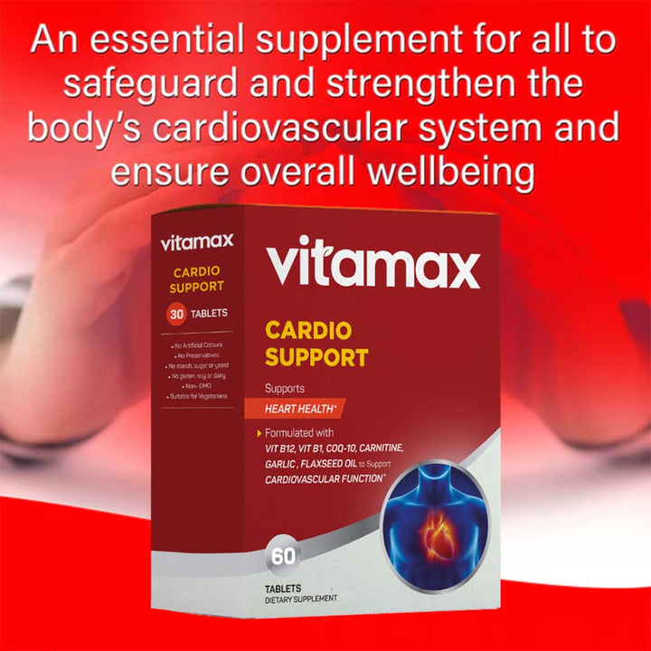 Vitamax Cardio Support Tablets For Heart Health Support, Pack of 60's - Easy Pharmacy LLC