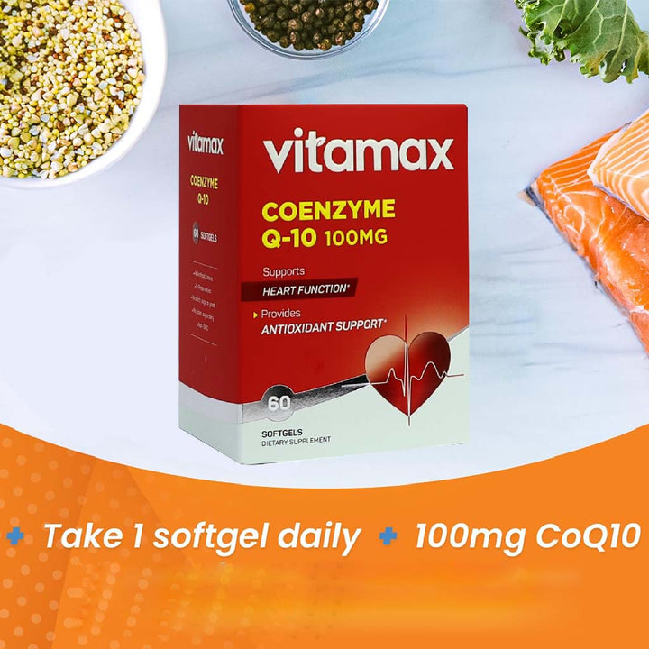 Vitamax Coenzyme Q10 100 mg Softgels For Heart & Antioxidant Support, Pack of 60's - Easy Pharmacy LLC