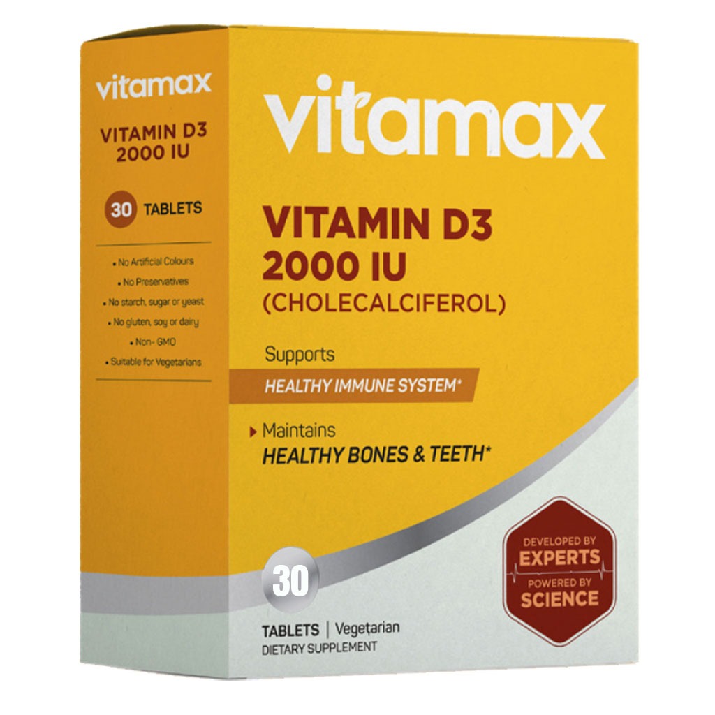 Vitamax Vitamin D3 2000 IU Vegetarian Tablet For Healthy Bone & Teeth, Pack of 60's - Easy Pharmacy LLC