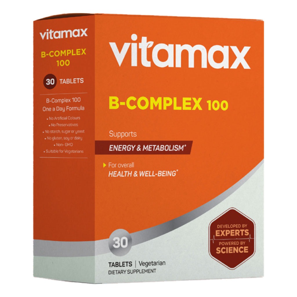 Vitamax B Complex 100 Supplement Tablets, Pack of 30's - Easy Pharmacy LLC