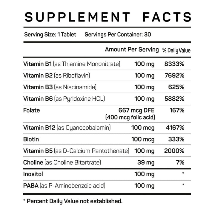 Vitamax B Complex 100 Supplement Tablets, Pack of 30's - Easy Pharmacy LLC
