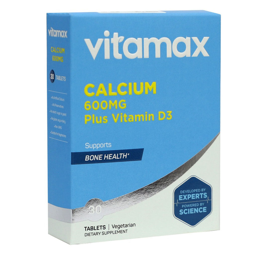 Vitamax Calcium 600 mg + Vitamin D3 400IU Tablets For Bone Health, Pack of 30's - Easy Pharmacy LLC