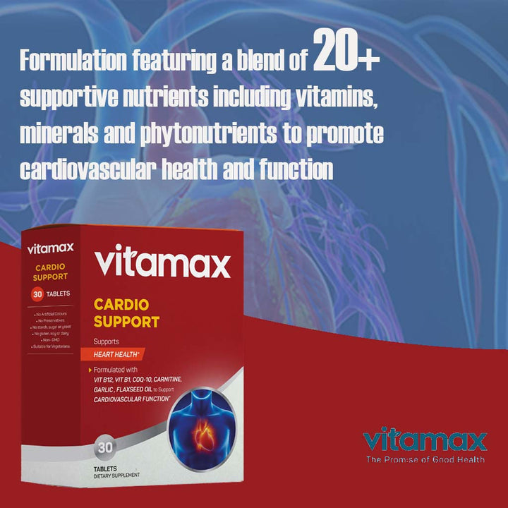Vitamax Cardio Support Tablets For Heart Health Support, Pack of 30's - Easy Pharmacy LLC