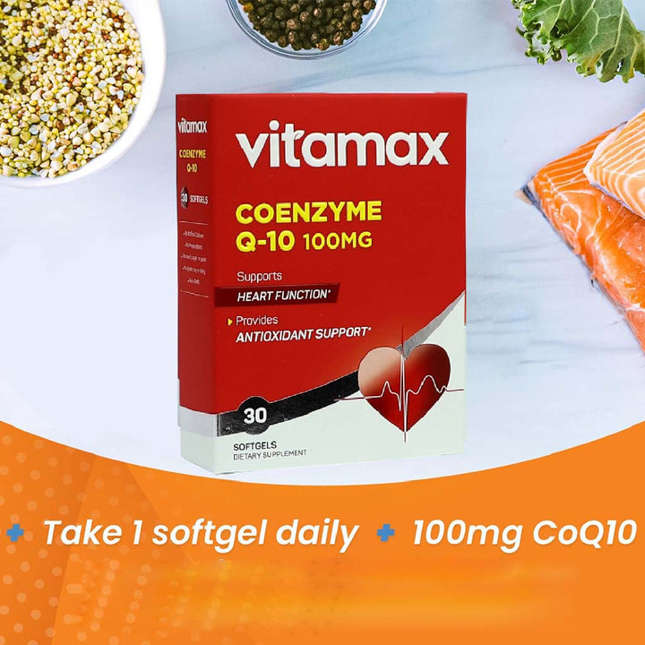 Vitamax Coenzyme Q10 100 mg Softgels For Heart & Antioxidant Support, Pack of 30's - Easy Pharmacy LLC
